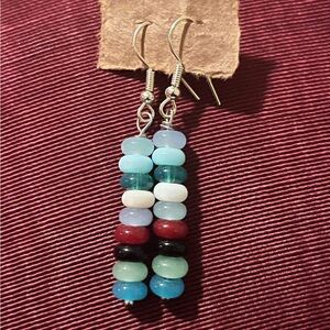 Handmade Multicolor Glass Bead Drop Earrings
